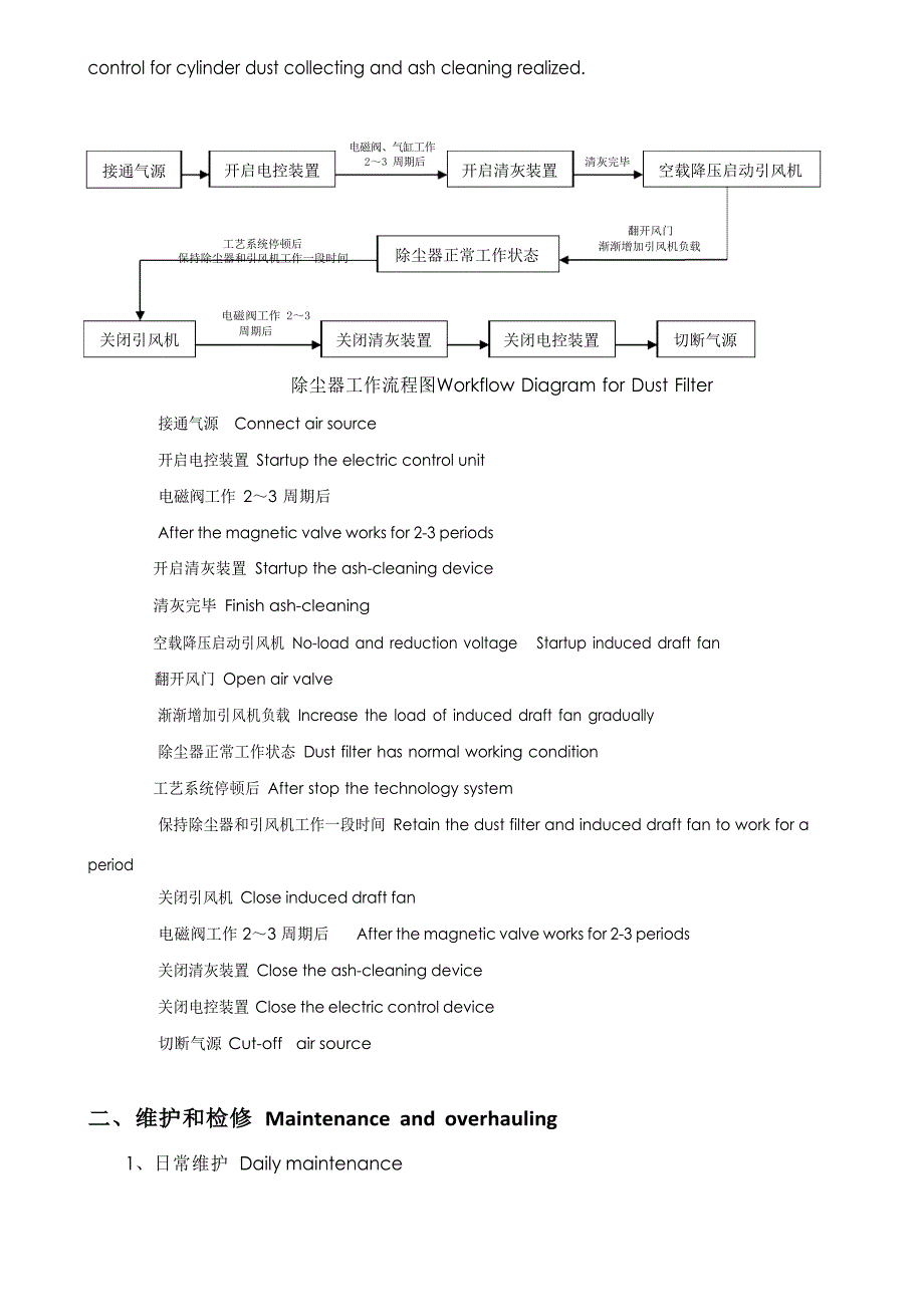 LTMC型脉冲滤筒除尘器安装,操作规程(中英文)_第4页