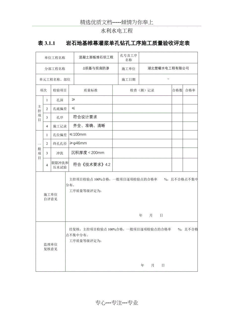 帷幕灌浆单元工程验收评定成果记录表_第3页