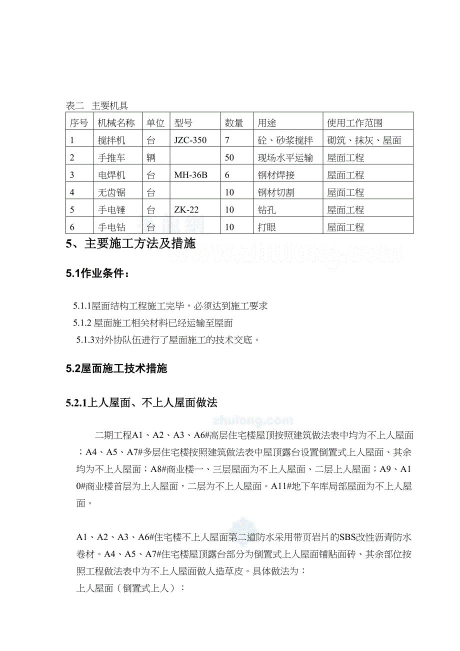 唐山某住宅楼屋面施工方案(上人屋面-不上人屋面)_(DOC 25页)_第5页