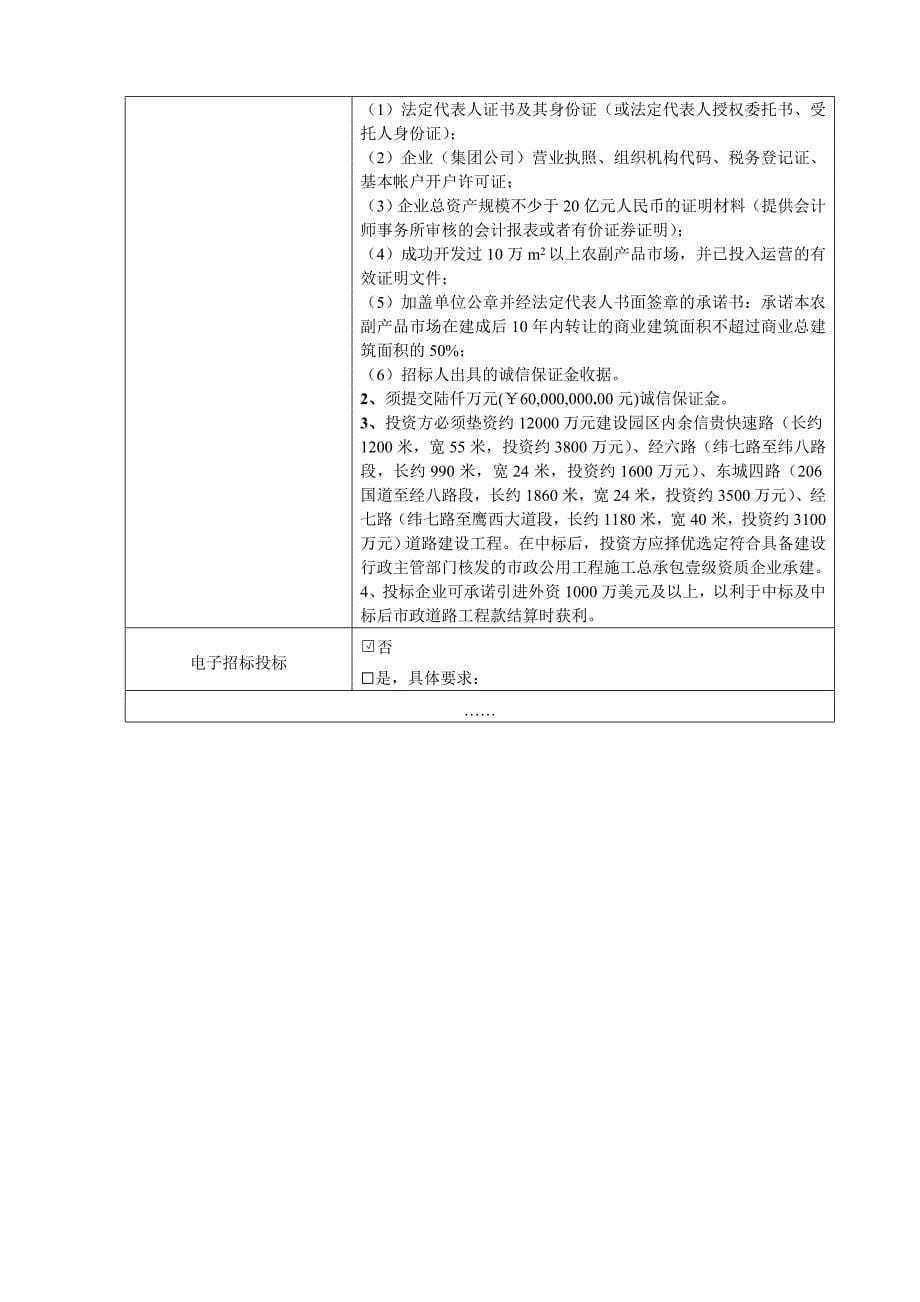 国际商贸园农副产品市场项目招商招标_第5页