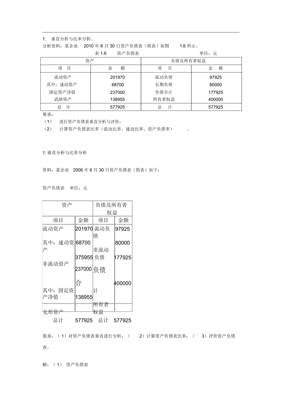 垂直分析与比率分析_第1页