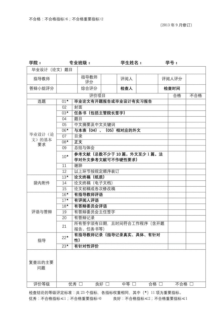 xx大学毕业设计(论文)检查表(试行)【模板】_第5页