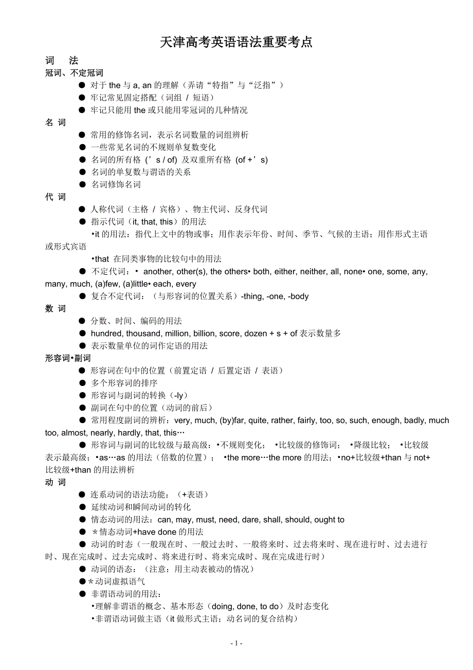 天津高考英语语法考点整理集.doc_第1页