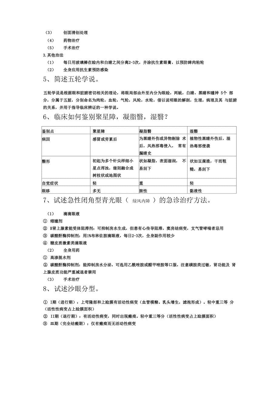 中医眼科学试卷及其答案_第5页