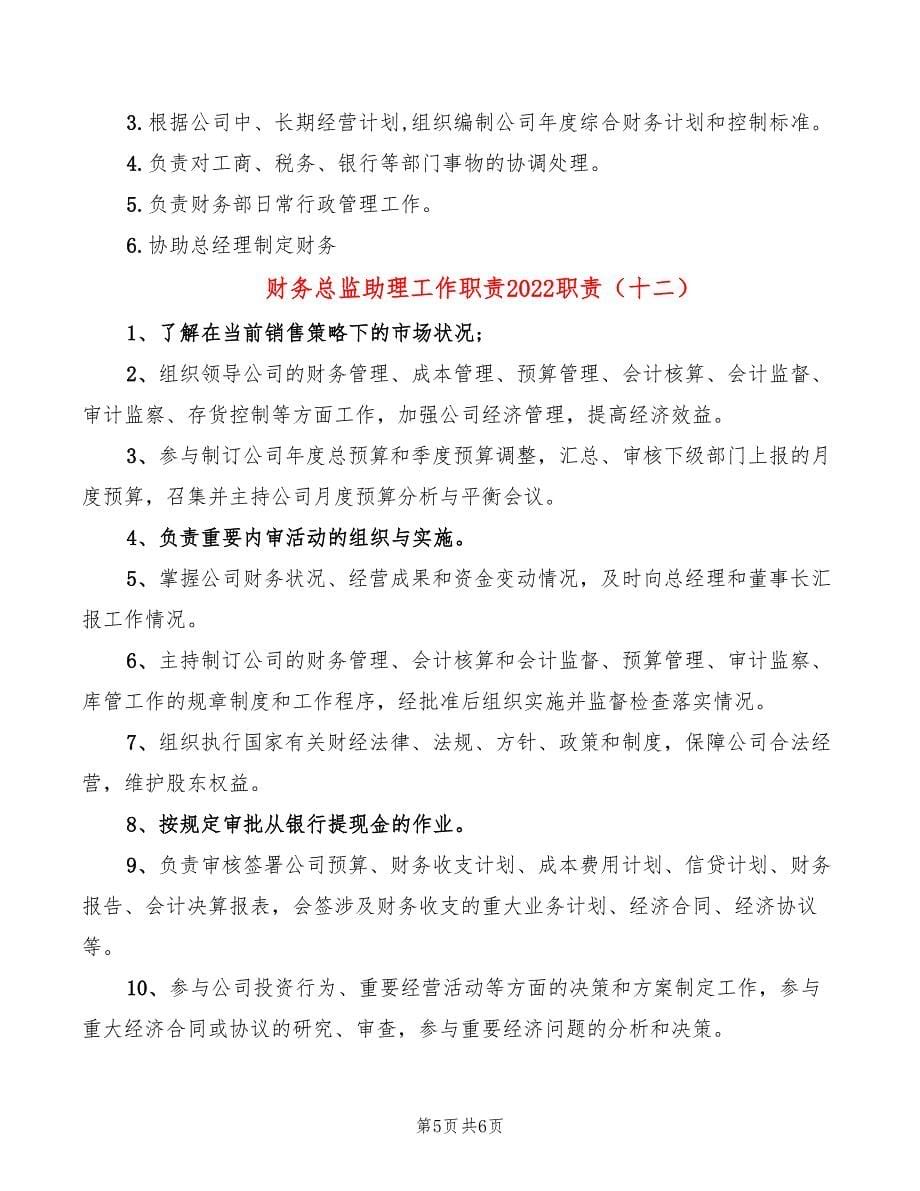 财务总监助理工作职责2022职责_第5页