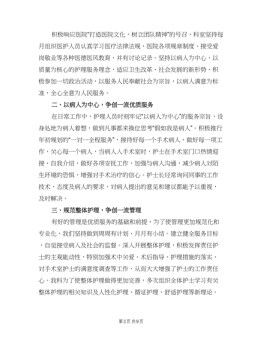 2023年手术室护士工作总结范本（5篇）_第3页