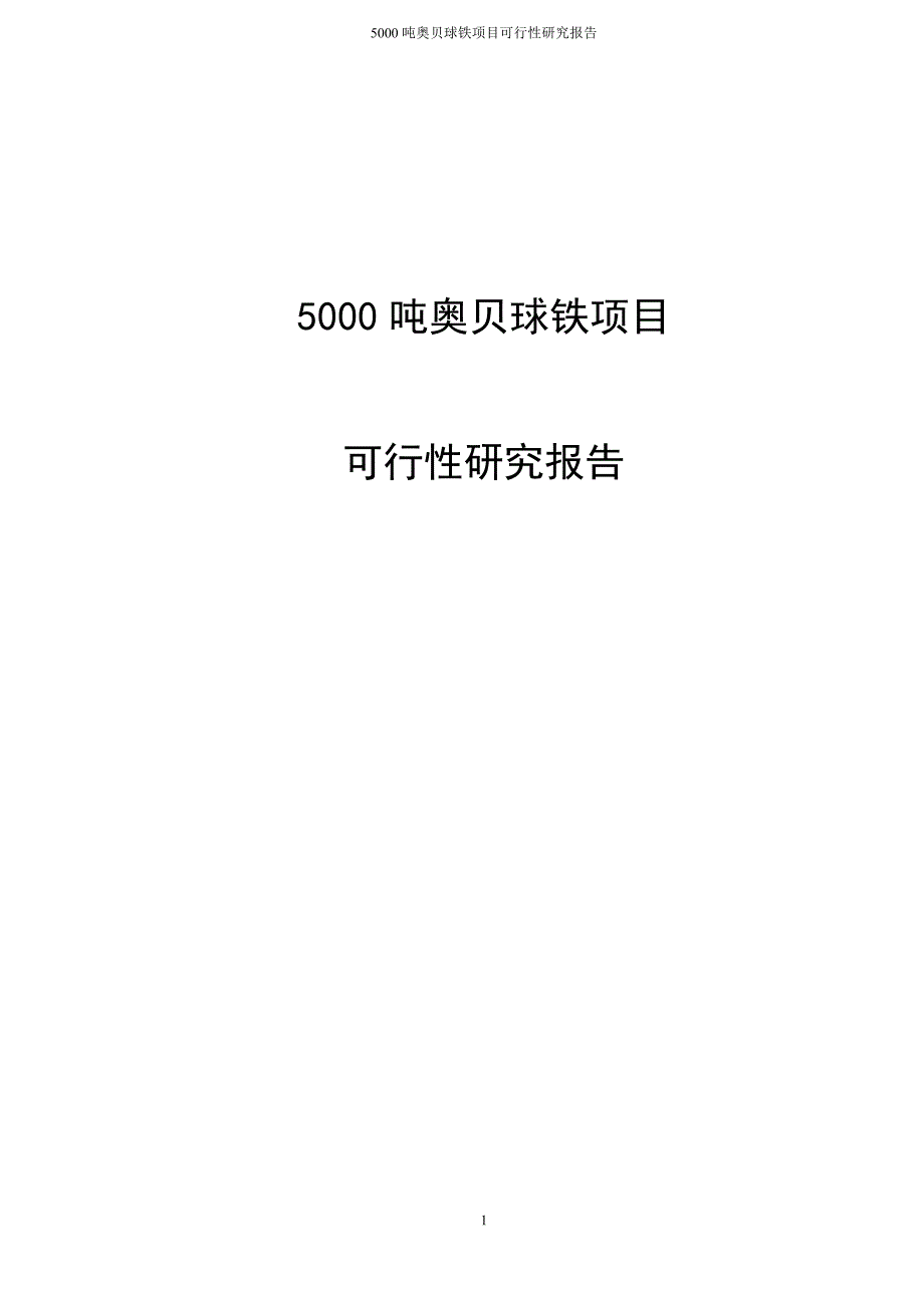 5000吨奥贝球铁生产项目可行性研究报告.doc_第1页