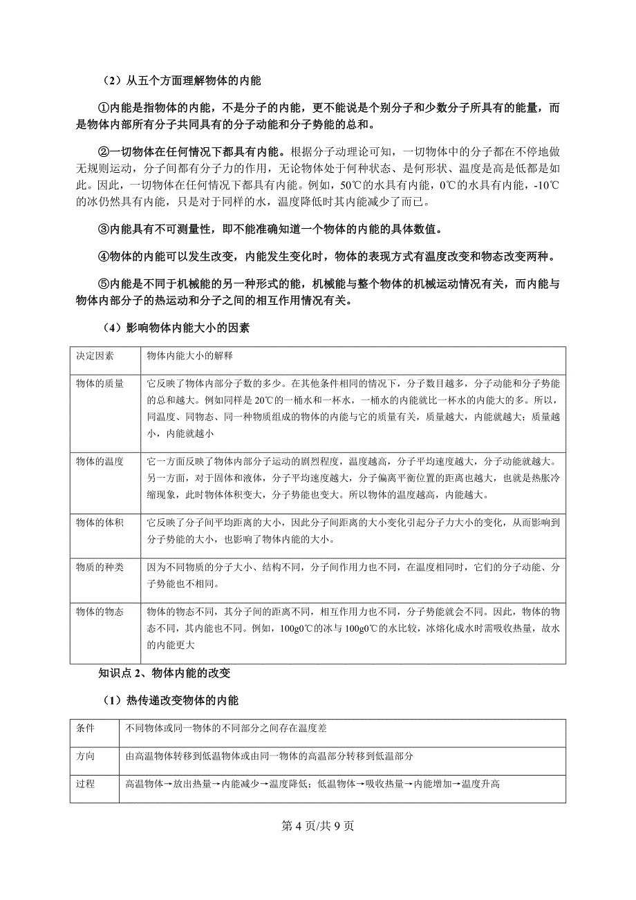 新人教版九年级物理第章内能知识点全面总结_第4页