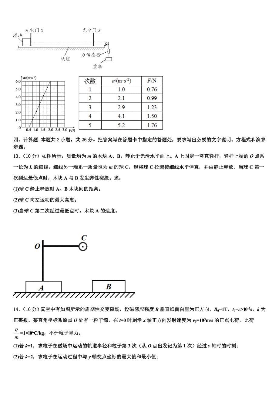 湖南省常德市芷兰实验学校2022-2023学年高三第二次教学质量监测（物理试题理）试题_第5页