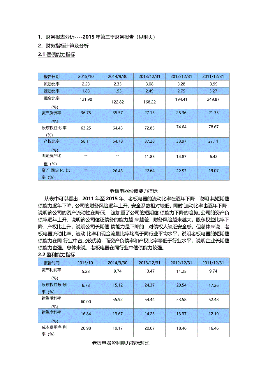 老板电器第三季度财务报表分析_第4页