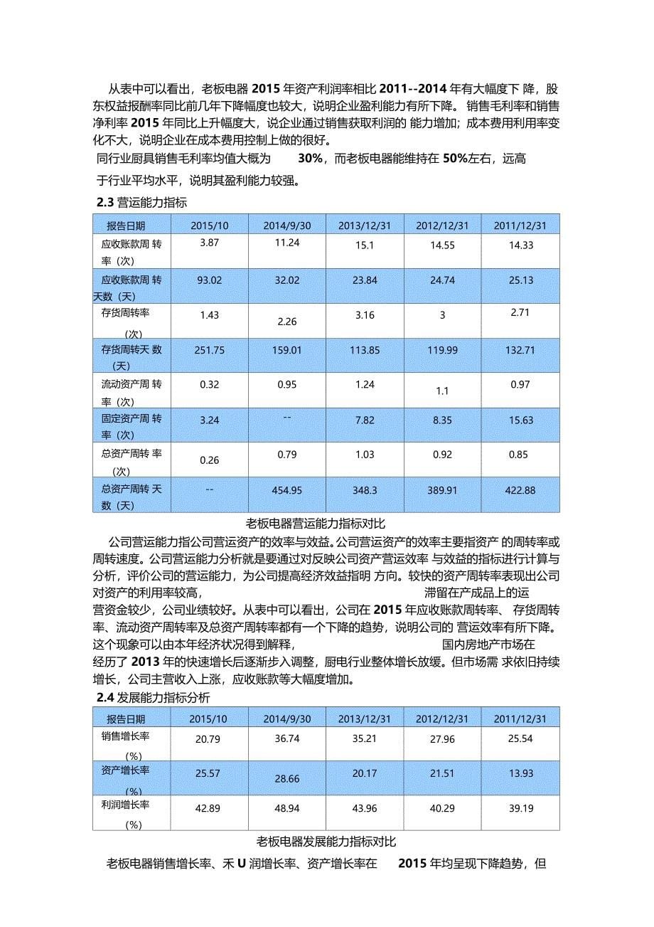 老板电器第三季度财务报表分析_第5页