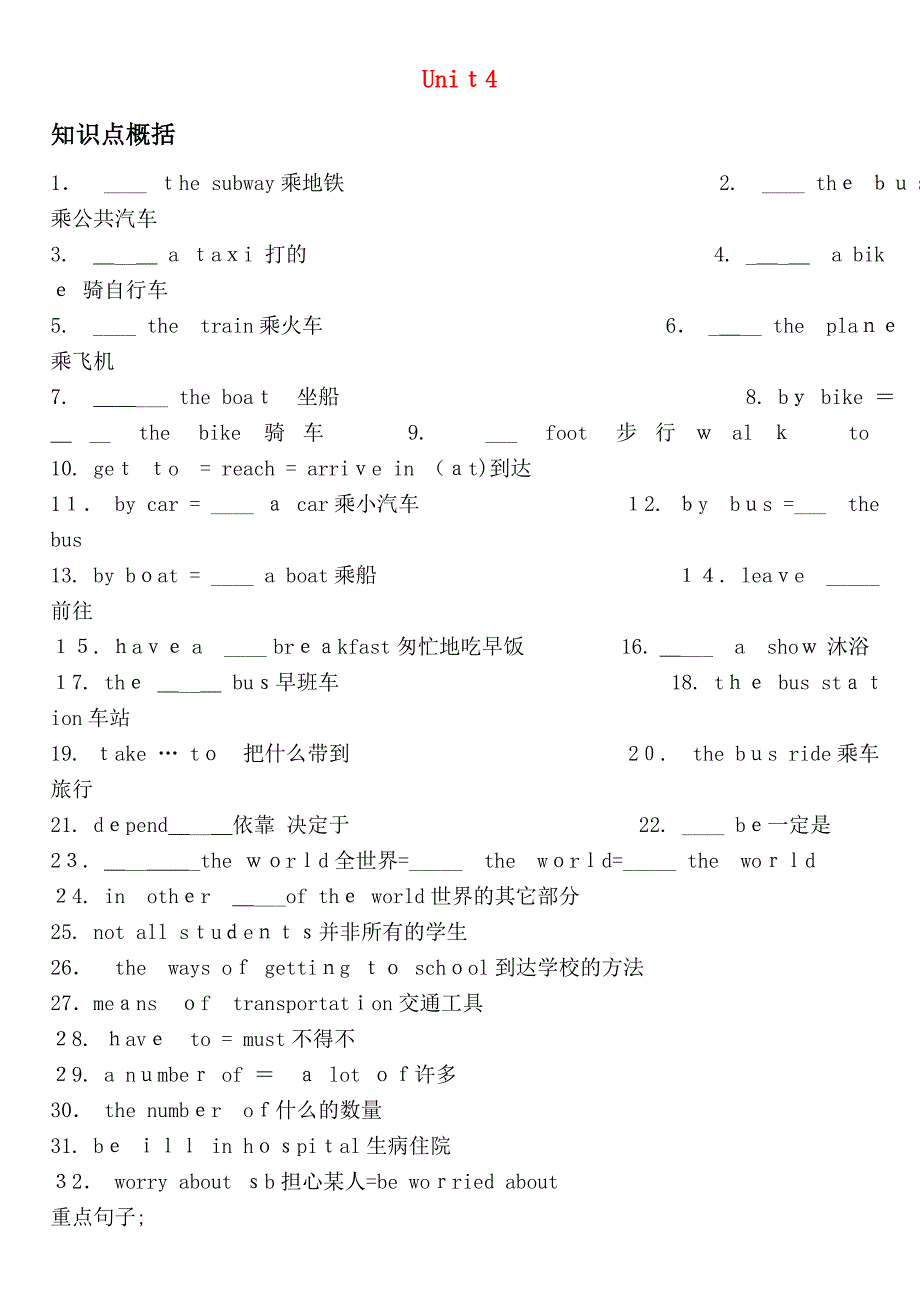 八级英语上册Unit4单元自编习题无答案人教新目标版_第1页