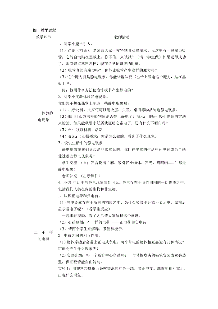 教科版小学科学四年级下册《生活中的静电现象》教案_第2页