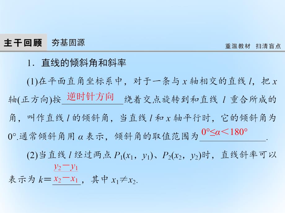 高考数学大一轮复习 第八章 平面解析几何 第1课时 直线及其方程课件 文 北师大_第4页