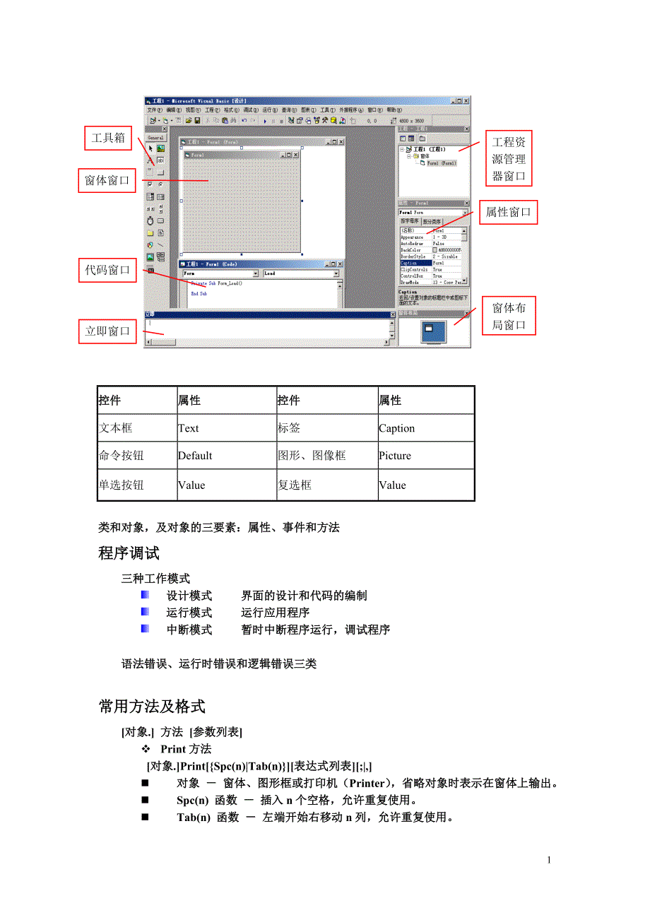 VisualBasic笔试复习资料(1)控件及常用属性_第1页