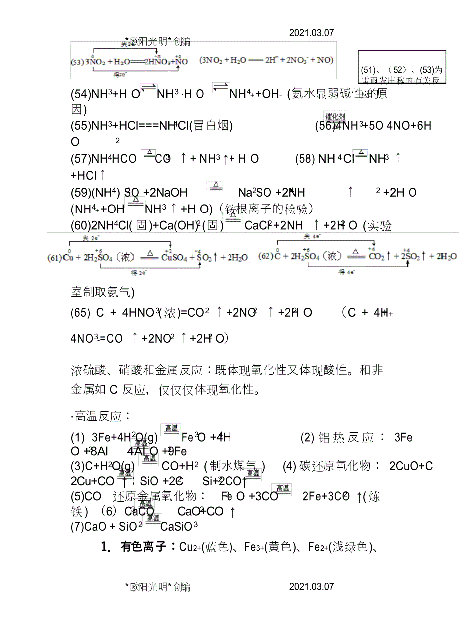 2021年人教版必修一化学方程式大全_第4页