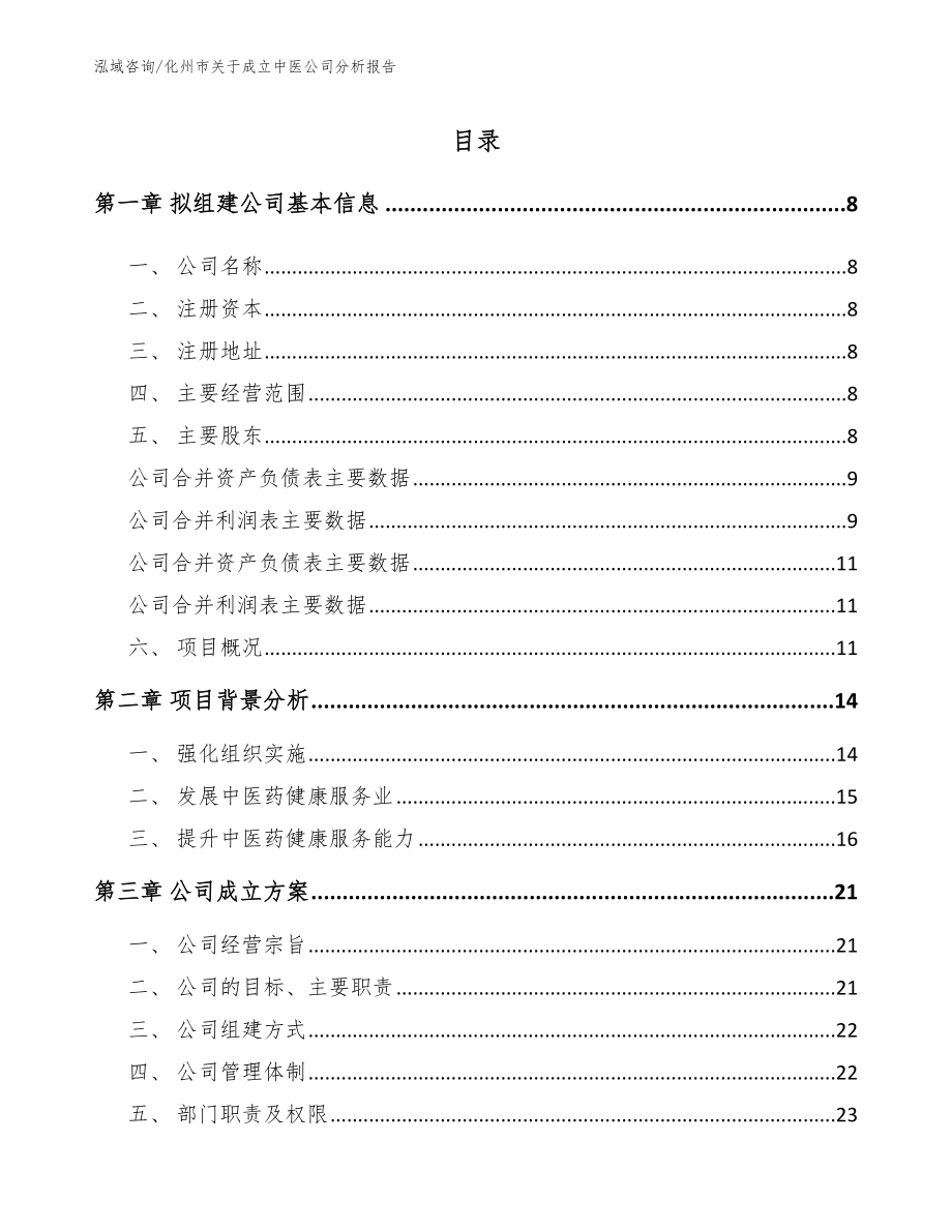 化州市关于成立中医公司分析报告（模板参考）_第2页