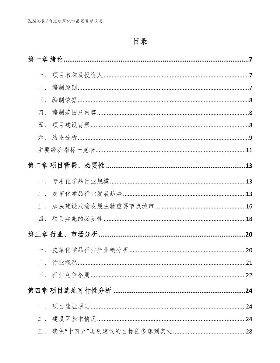 内江皮革化学品项目建议书【参考模板】_第2页
