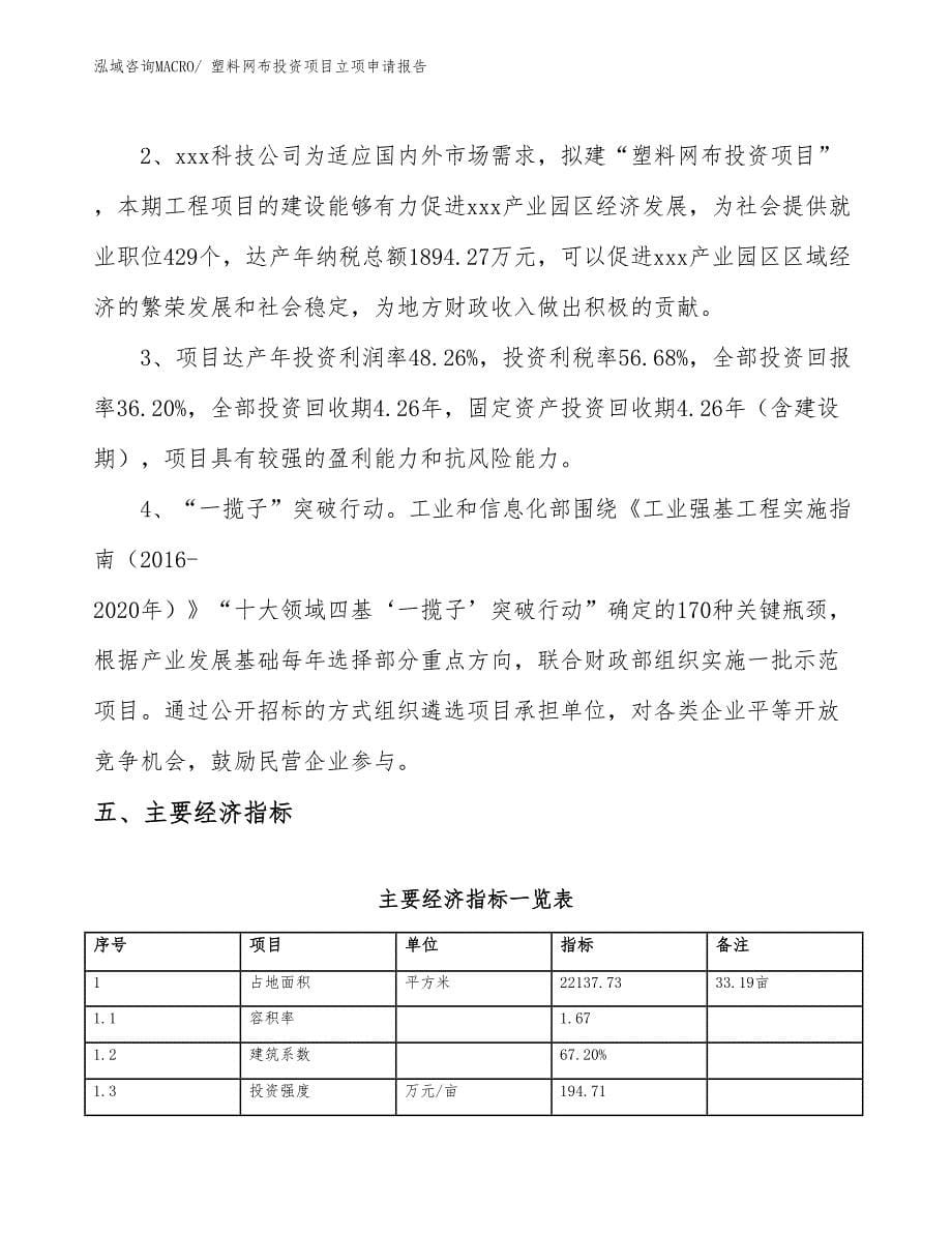 塑料网布投资项目立项申请报告_第5页