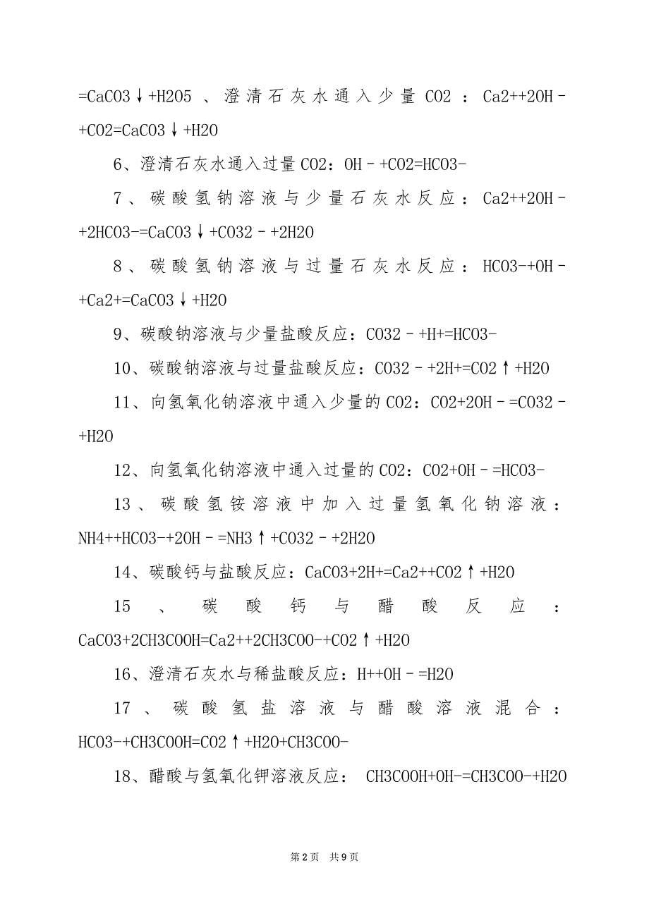 2024年高中化学离子方程式全总结_第2页