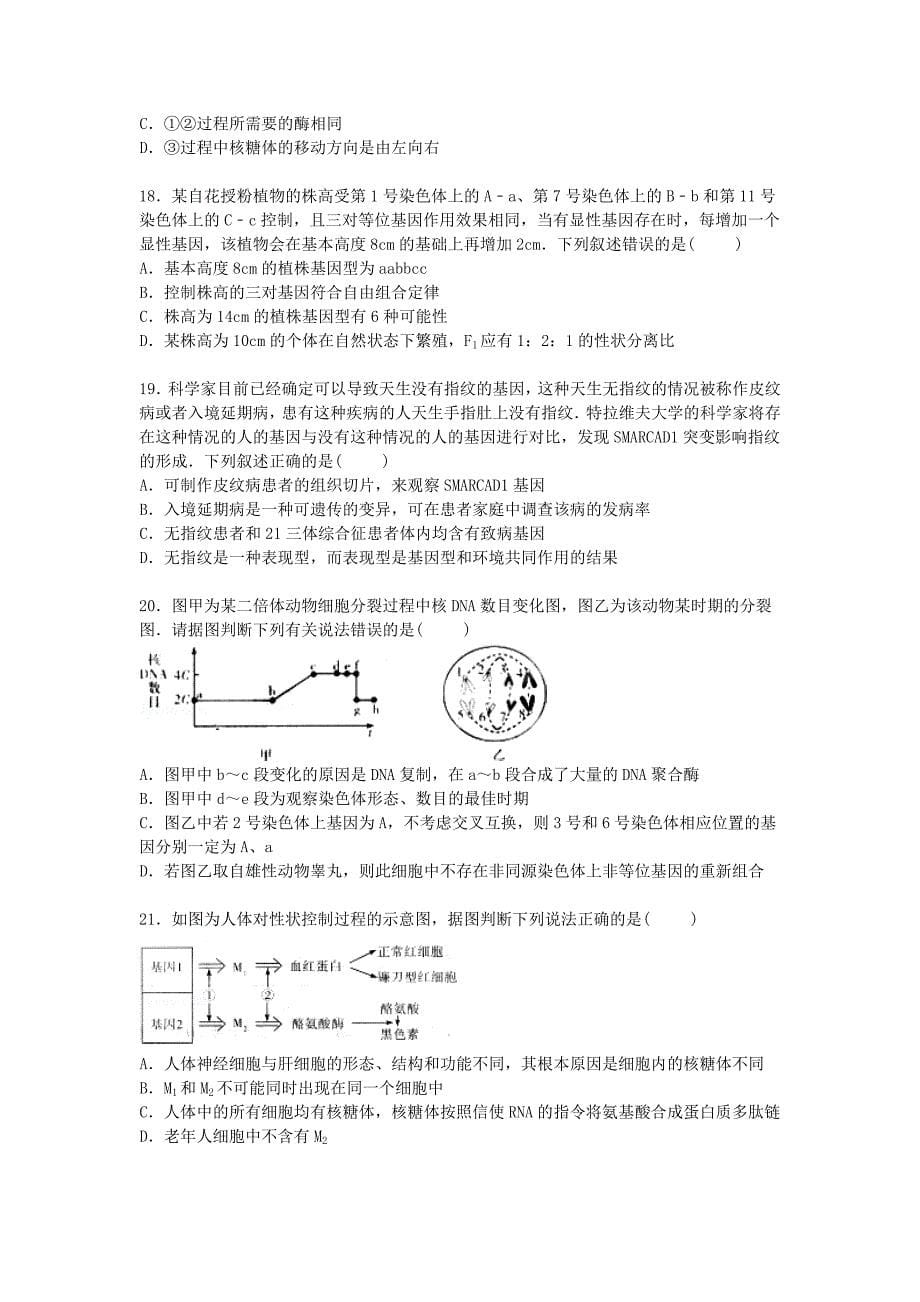 湖南省衡阳市衡阳三中2015届高三生物下学期第七次月考试卷含解析_第5页