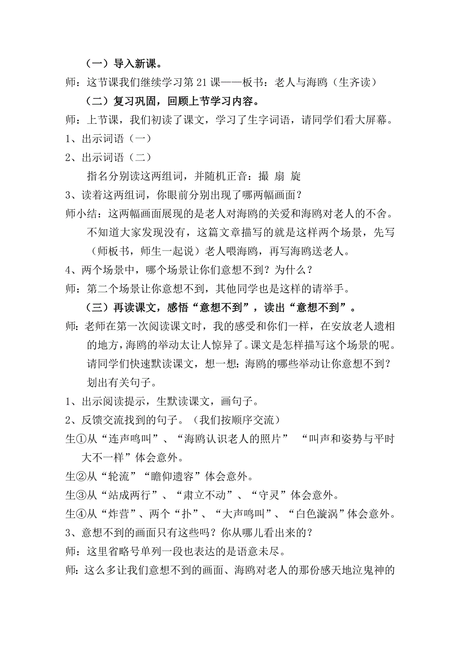 老人与海鸥教案(简)_第1页