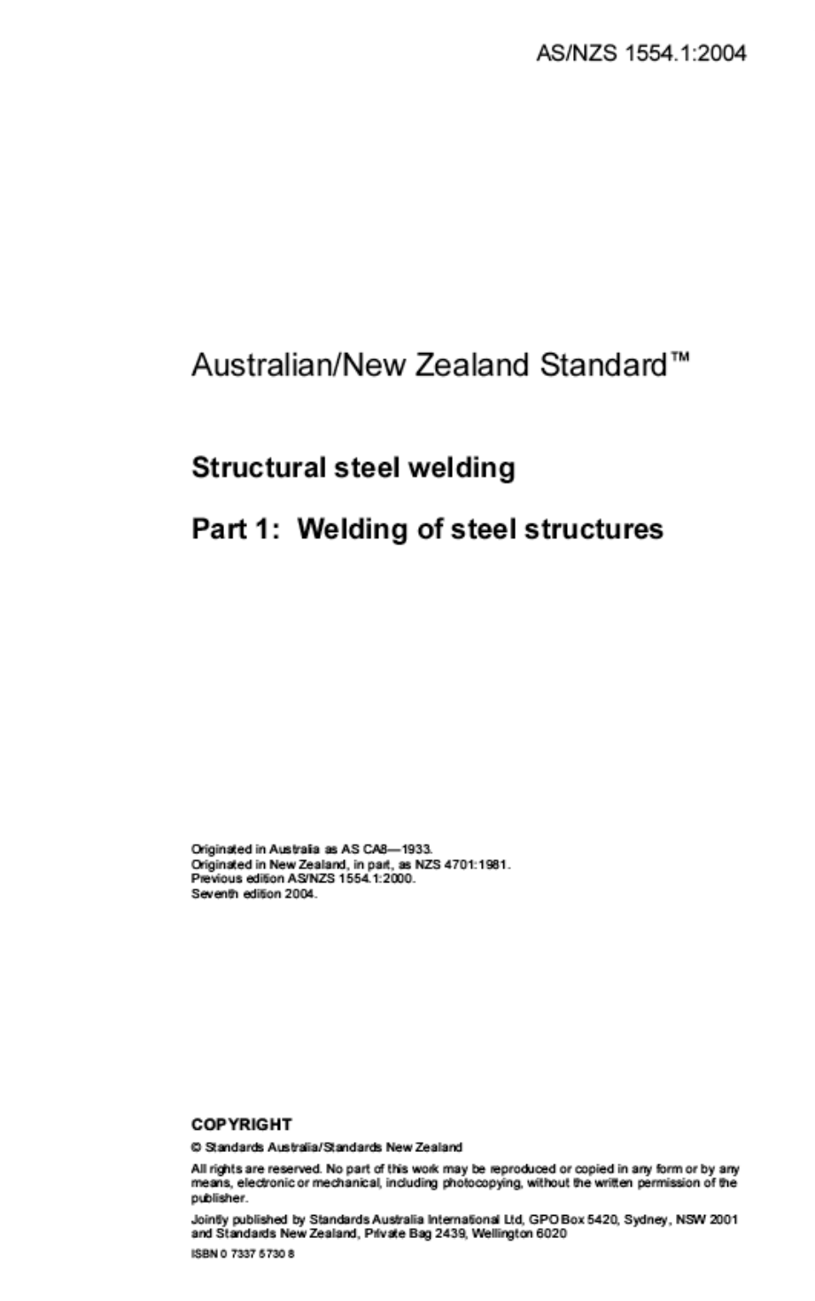 【AS澳大利亚标准】AS NZS 1554.12004 structural steel welding part 1welding of steel structures_第3页