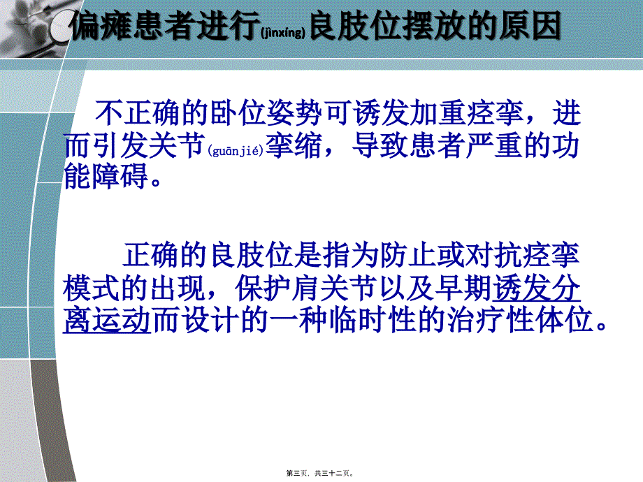 医学专题—中风偏瘫患者良肢位的摆放_第3页