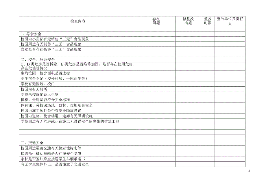 学校安全检查记录表_第2页