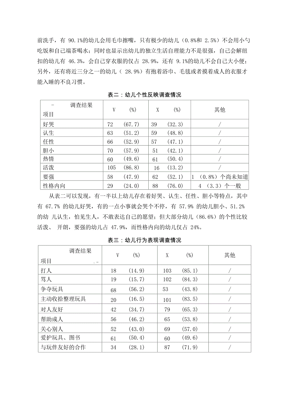 幼儿园新生入园行为习惯的现状调查与思考_第3页