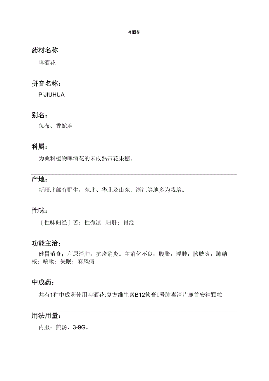 啤酒花中药材详细说明书_第1页