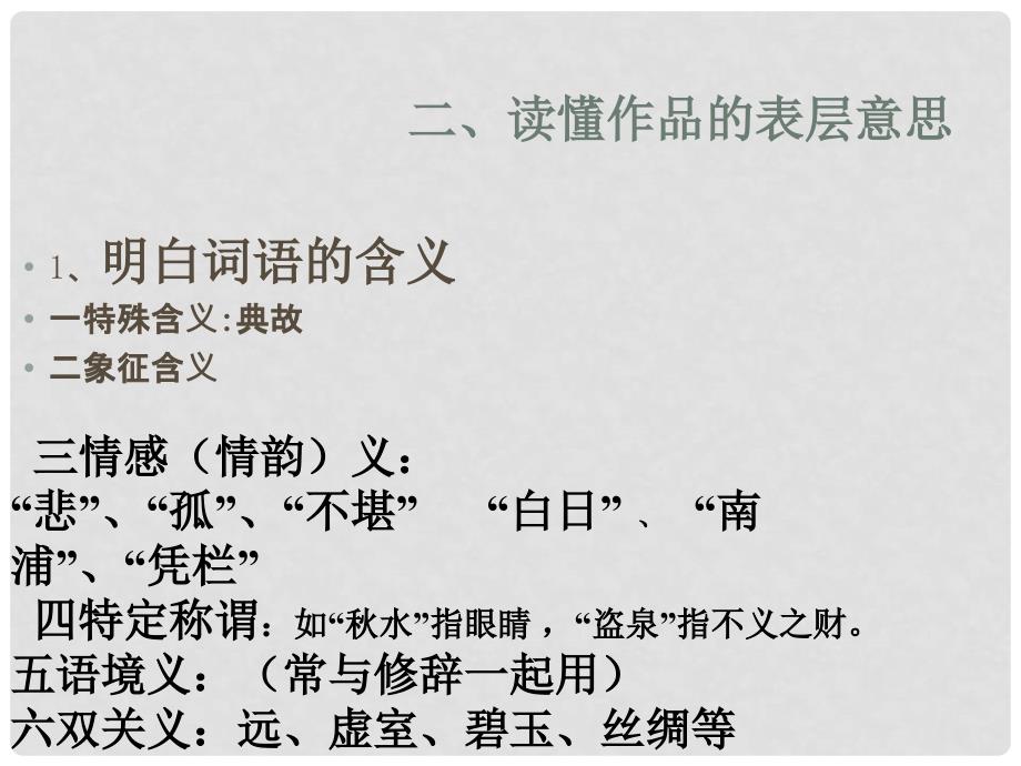 山西省现代双语学校高中语文诗歌鉴赏 古诗鉴赏的步骤和方法讲座课件_第4页