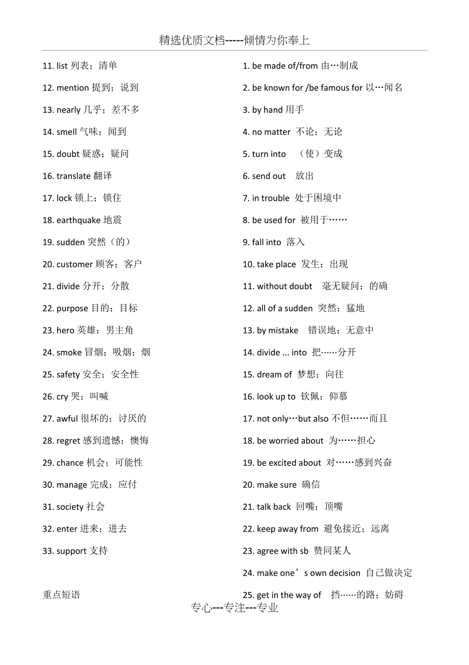 九年级高频单词与重点词组_第3页