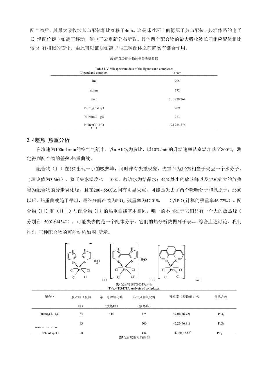 含氮杂环铂配合物的合成、表征_第5页