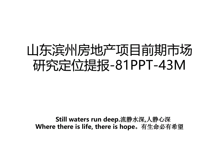 山东滨州房地产项目前期市场研究定位提报-81PPT-43M_第1页