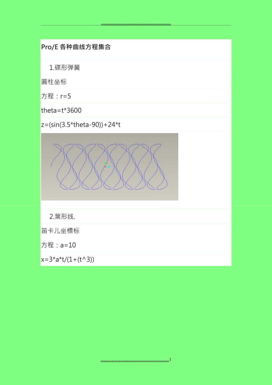 proe各种曲线方程_第1页