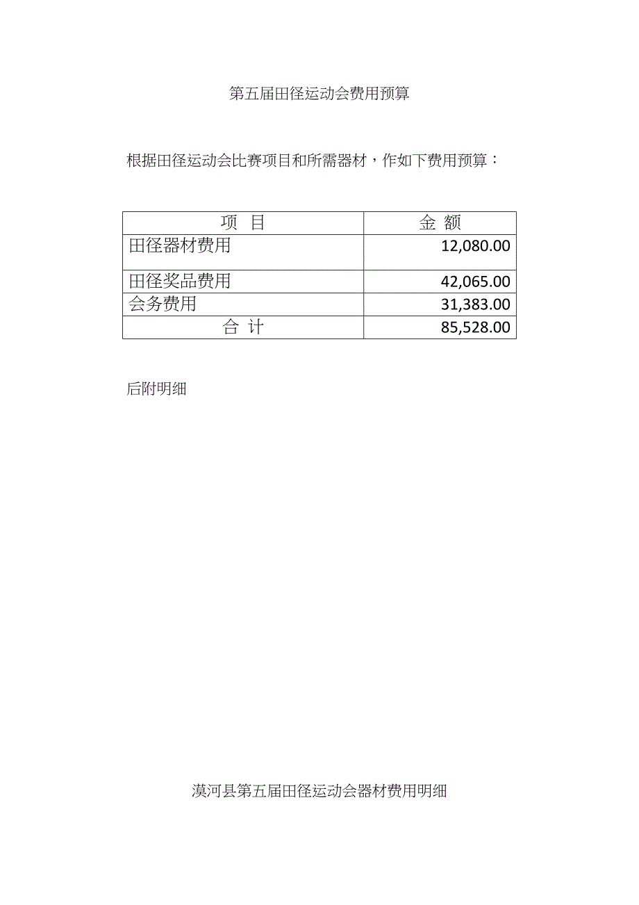 田径运动会费用具体预算_第1页