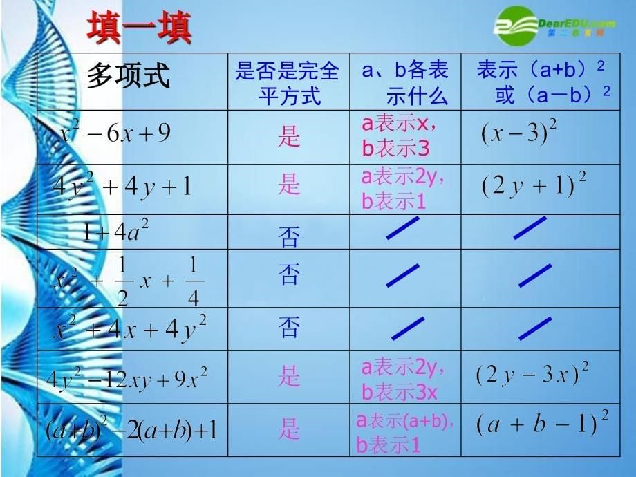 八年级数学下册2.3[运用完全平方公式分解因式]课件北师大版_第5页