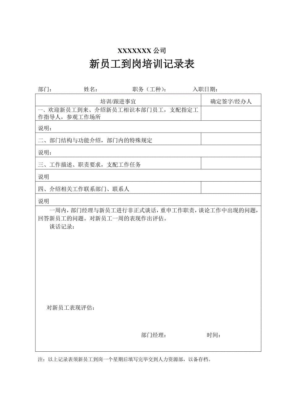 新员工入职培训内容及指导标准(内附表格)_第5页