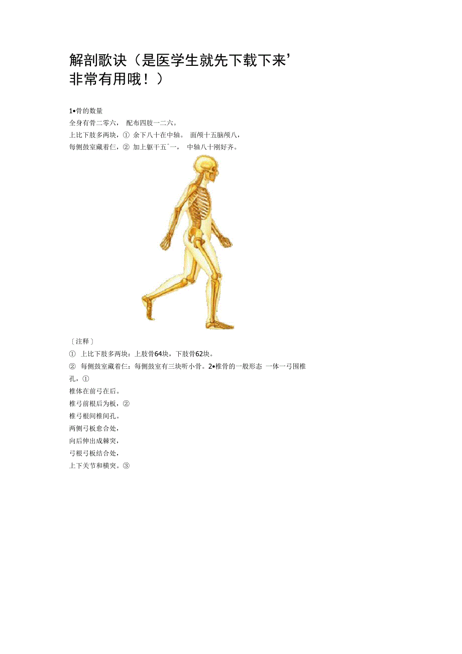 人体解剖学口诀歌_第1页