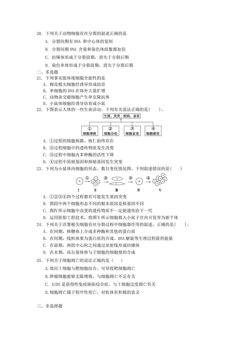 2022年高三生物 第6讲 细胞的生命历程专题作业_第5页