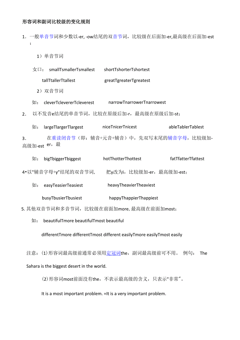 形容词和副词的比较级和最高级变形规律及练习_第1页