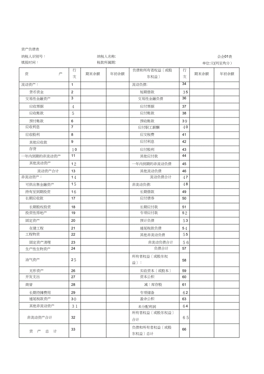 财务会计报表一般企业_第1页