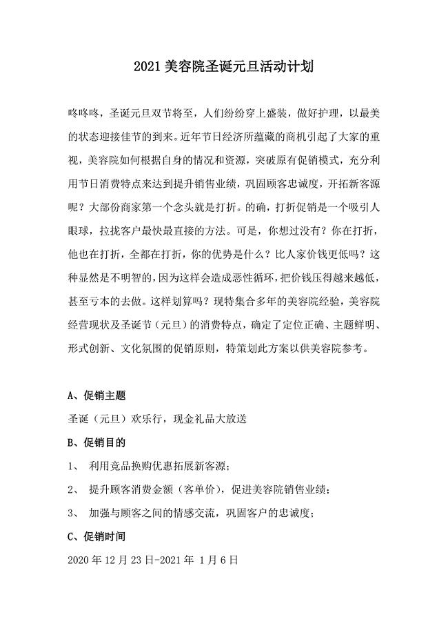 2021美容院圣诞元旦活动计划.doc