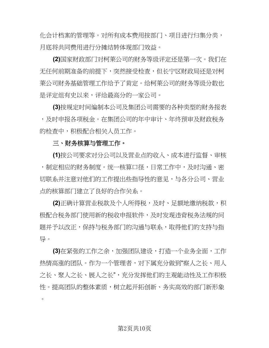 财务个人年度工作总结参考模板（四篇）.doc_第2页