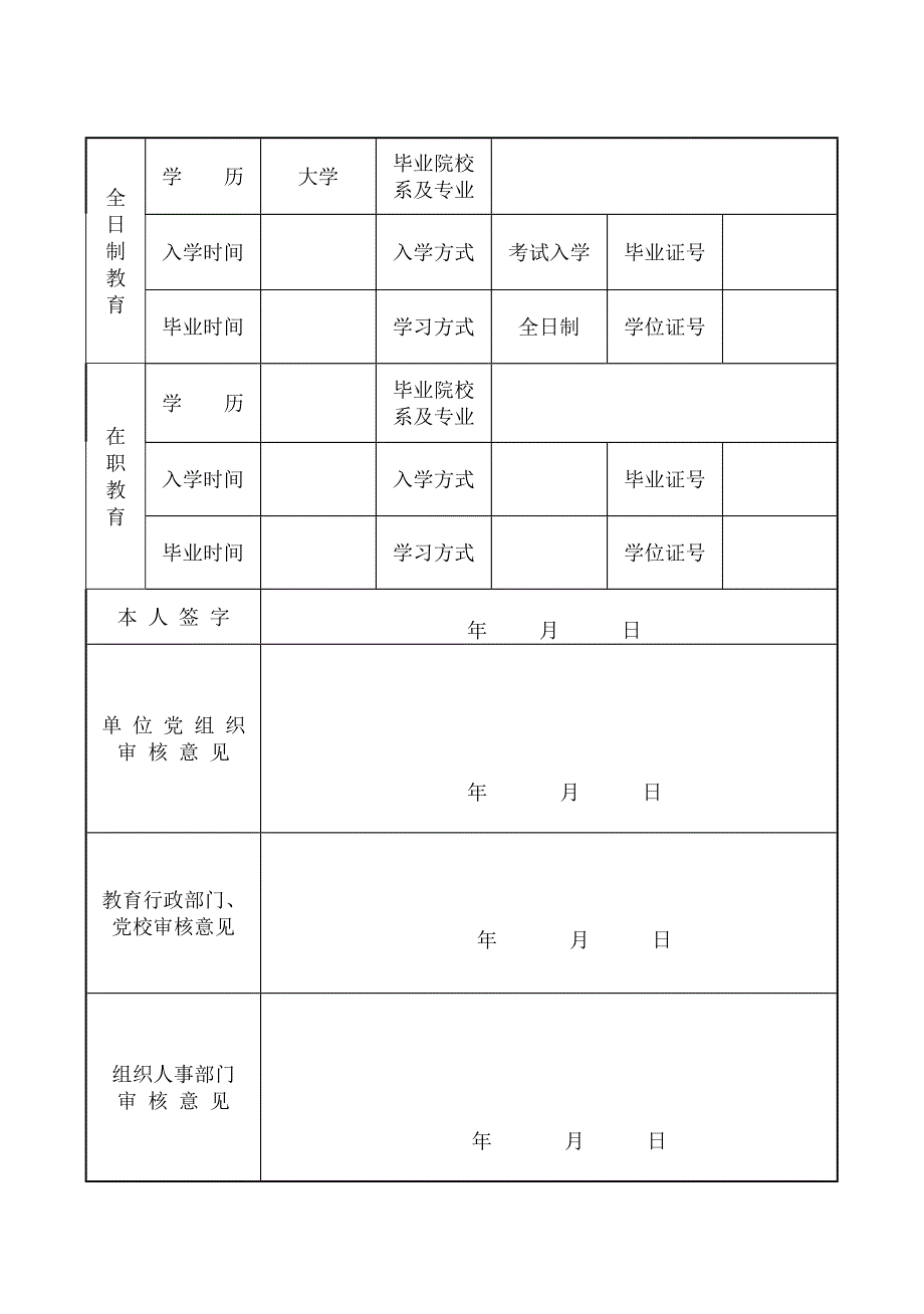 干部学历、学位情况确认登记表.doc_第2页