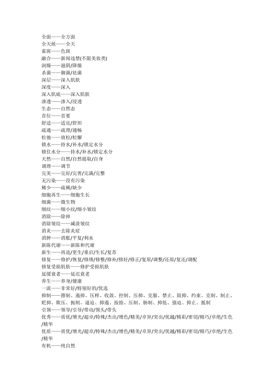 部分美妆类违禁词替换参考_第3页