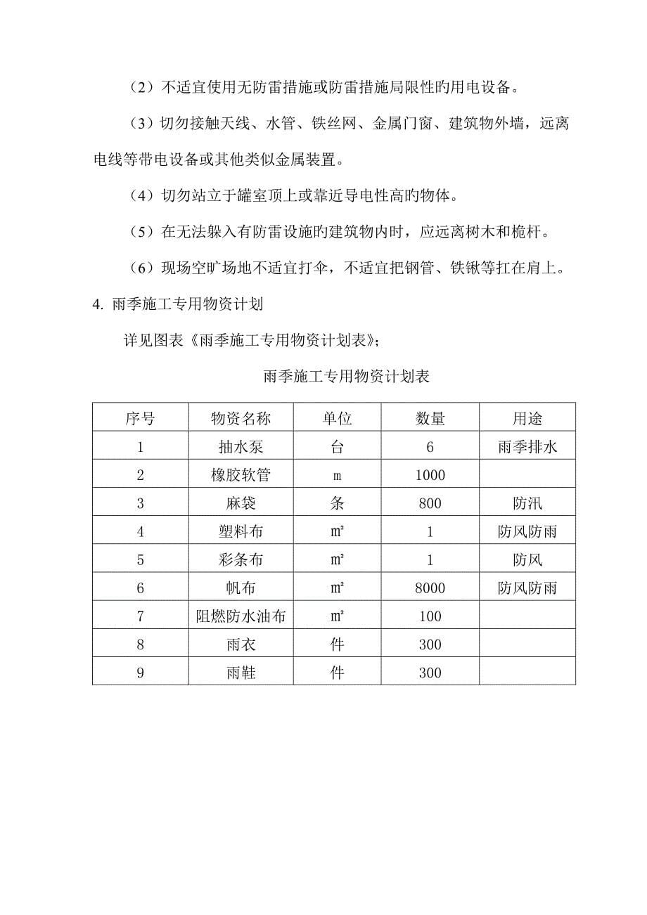 冬雨季及特殊时节施工方案及保证措施汇总_第5页