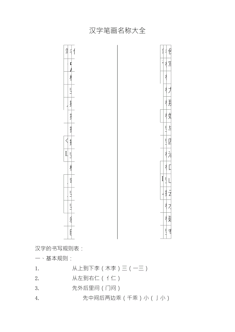 汉字笔画名称及书写笔顺大全_第1页