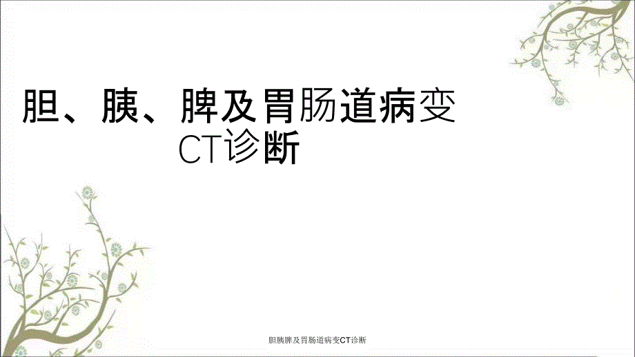 胆胰脾及胃肠道病变CT诊断课件_第1页